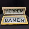 Herren & Damen - Glasschilder im Metallkorpus - Unikate Schwimmbad Umkleide WC  um 1920 /30