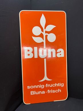 Bluna Werbeschild im Kunststoffmantel (60er Jahre)