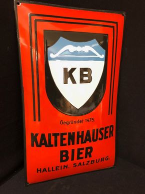Kaltenhauser Bier Emailschild aus der Zeit um 1910 (gewölbt)