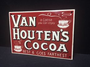 Van Houten’s Cacao. Flaches Schild in der Größe von ca. 15,5 x 18 cm. (Um 1920)
