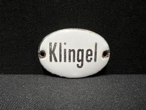 Klingel - Kleines emailliertes Hinweisschild (50er Jahre)