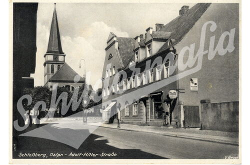 Postkarte mit altem Reklameschild