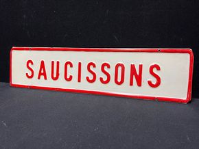 Schlachterei-Blechschild „Saucissons“