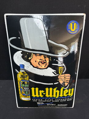 Ur-Uhley Korn Nordhausen (gewölbtes Emailleschild der 30er Jahre)