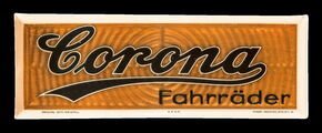 Corona Fahrräder Türschild Prismenschrift um 1925
