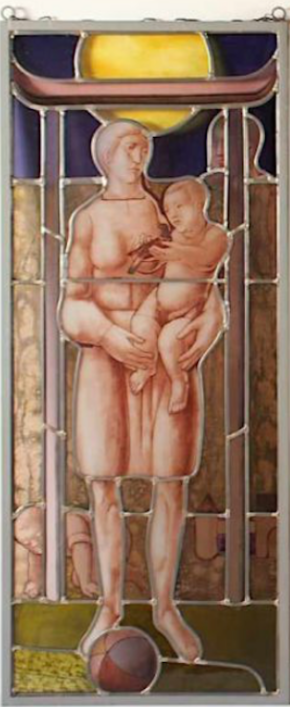 Bleiverglasung des Künstlers Hubert Schaffmeister (1928 - 2012) Motiv 2: Jesuskind mit Taube
