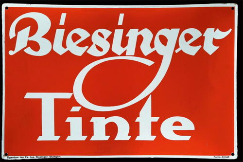 Biesinger Tinte - Gewölbtes Emailleschild aus der Zeit um 1930