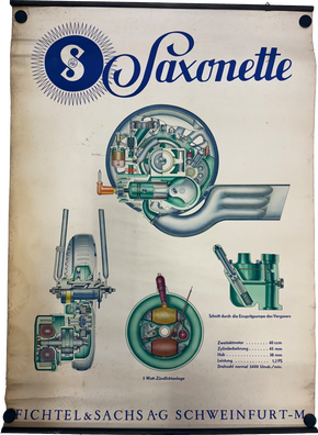 Fichtel und Sachs XL-Schauplakat - Sachs Saxonette - Aus der Zeit vor 1945
