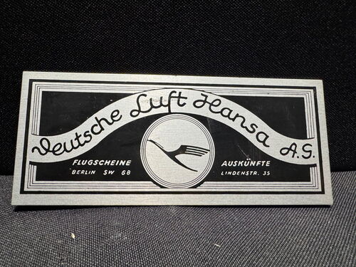 Blechschild - Deutsche Lufthansa A.G 12 x 5 cm