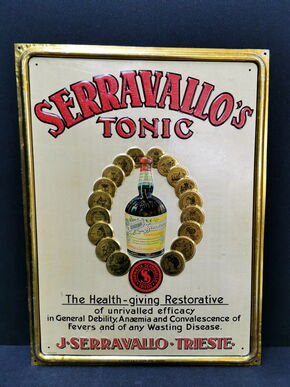 Serravallos Tonic / Italienischen Blechschild aus der Zeit um 1900