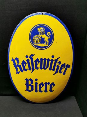 Reisewitzer Bier / gewölbtes, ovales Emailleschild (Um 1920)