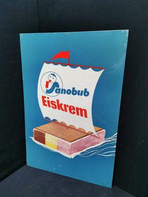 Sanobub Eiskreme - Imposantes Blechschild der späten 50er Jahre