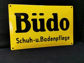 Büdo Schuh- und Bodenpflege (Emailleschild um 1950)