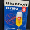 Bischoff Bräu Winnweiler - Stark abgekantetes Emailleschild (Um 1965)