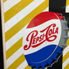Pepsi Cola Parkplatz-Werbeschild (Bedruckte Hartfaserplatte) mit Kronkorken-Motiv (60er Jahre)