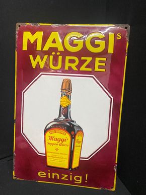 Maggi´s Würze einzig ! Emailschild um 1925