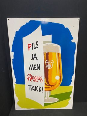 Ringnes Bier - Pils ja, men Ringnes Takk! (XL Emailleschild aus Norwegen)