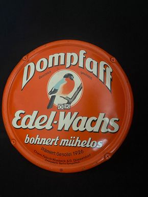 Dompfaff Edelwachs - bohnert mühelos - altes Blechschild um 1930
