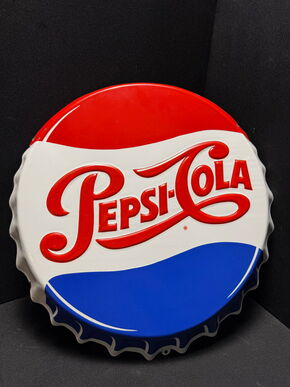 Pepsi Cola Emailschild Kronkorken Boos & Hahn 47 x 45 cm D um 1955-60