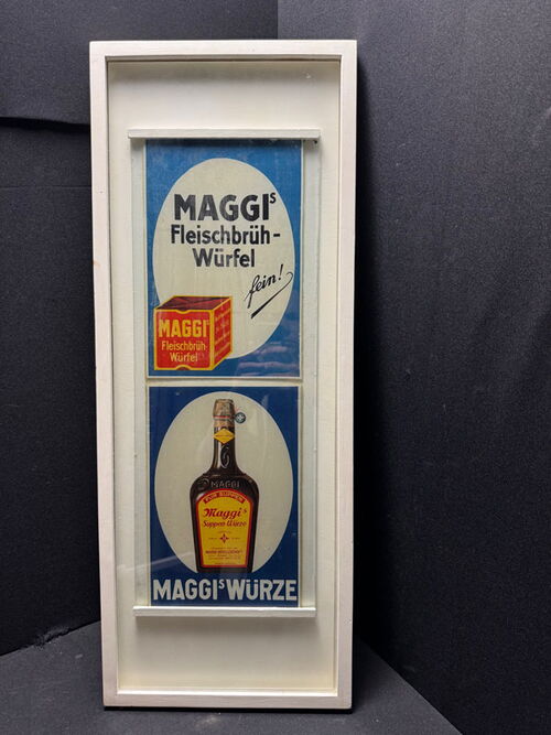 Maggi´s Würze - Unikat - 2 Originale Glasschilder hinter Glas 78 x 30 - D um 1920