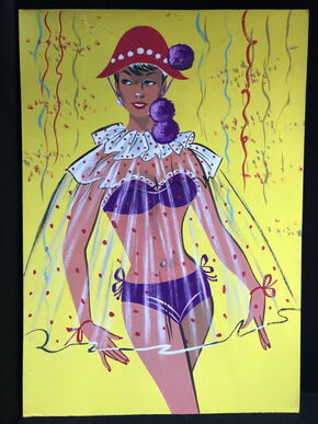Bademode - Original Pinup-Zeichnung (XXL) der 50er Jahre