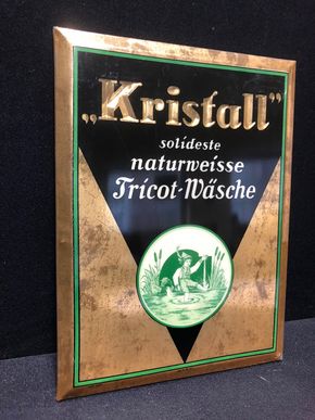 Kristall - Solideste naturweisse Tricot-Wäsche - Vorkriegsblechschild mit Semi-Glas-Überzug (A23)