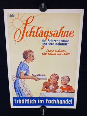 Schlagsahne - Erhältlich im Fachhandel - Kleinplakat -  49 x 35 cm