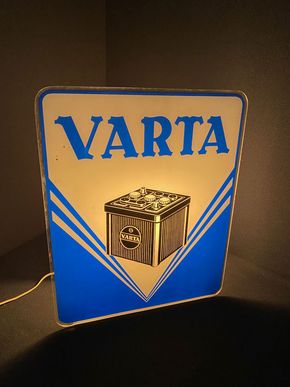 Varta Batterien - kleine Leuchtreklame - Wohnfertig -  36 x 30 x 12 cm - um 1955