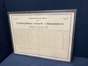 Norddeutscher Lloyd Bremen - Fahrplan nach Ostasien von 1929