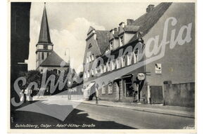 Postkarte mit altem Reklameschild