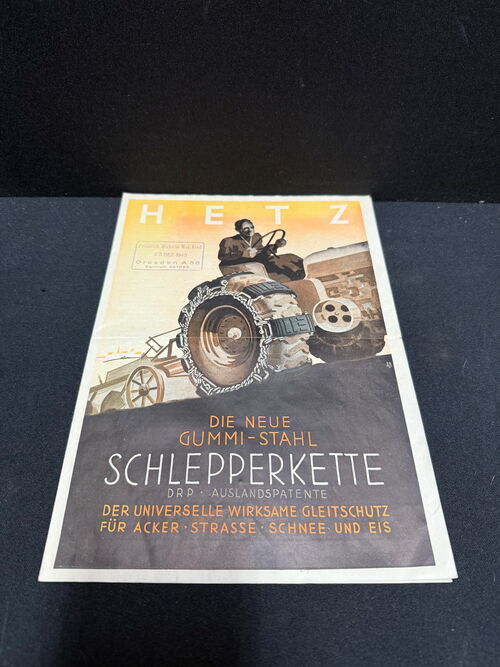 Hetz - Die neue Gummi-Stahl Schlepperkette (Werbeprospekt / gestempelt 1940)