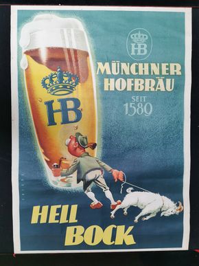 Hofbräuhaus München - Münchener Hofbräu Bier Werbeplakat (50er Jahre)