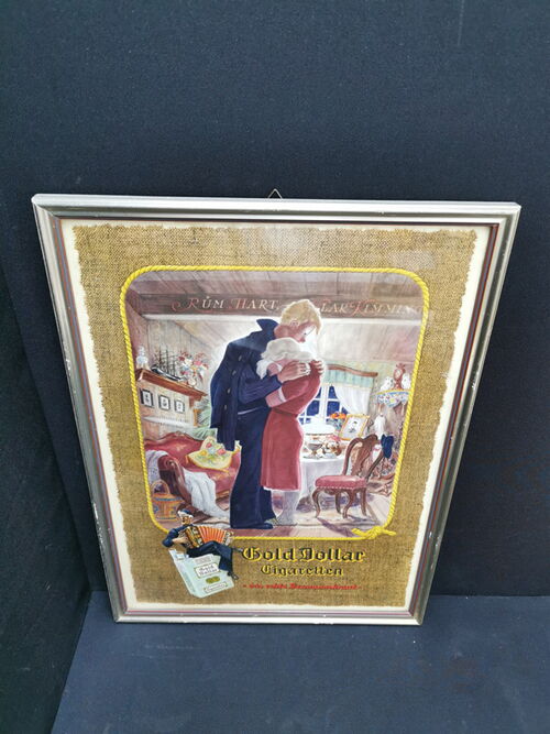 Gold Dollar Werbeplakat im Originalrahmen aus der Zeit um 1955
