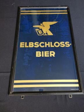 Elbschloss Bier (Hamburg Altona) / Glasschild im Originalrahmen aus der Zeit um 1930.