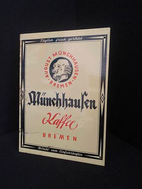 August Münchhausen Kaffee Bremen Blechschild um 1925