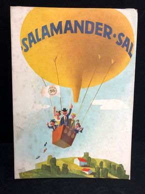 Salamander Werbepappe (30 x 21 cm) von Franz Weiss - Ballonfahrt Motiv (50er Jahre / selten)