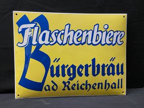 Bürgerbräu Bad Reichenhall - Flaschenbiere (Gewölbtes Schild um 1930)