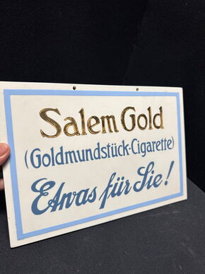 Salem Gold - Etwas für Sie ?! Cigarette - Villeroy & Boch Porzellanschild 22 x 32 cm um 1920