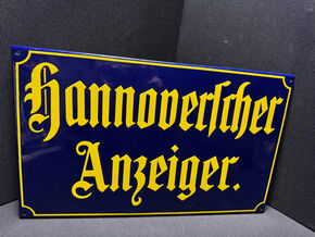 Hannoverscher Anzeiger - Emailschild - Zeitung Hannover - 50 x 30 cm - D um 1960