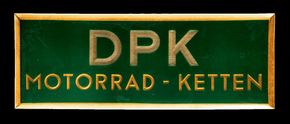 DPK Motorrad Ketten Triumpf Blechschild um 1925/1930