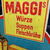 Maggi Glaswerbeschild im Metallrahmen mit Kette (1930/1950 - Eingangstürschild)