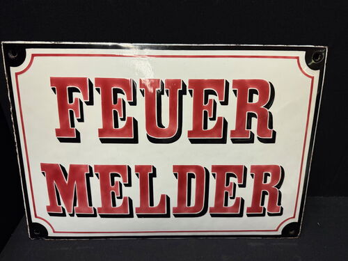 Feuermelder Hinweisschild um 1900