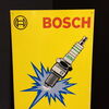 4 Bosch Blechschilder Zündkerze, Scheinwerfer, Batterie, Motorblock um 1960/70