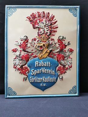 Rabatt-Sparverein Görlitzer Kaufleute / Blechschild aus der Zeit um 1920