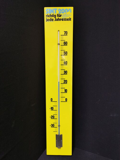 Sint 2000 - das erste Motorenöl mit synthetischem Öl (Emaillethermometer um 1975)