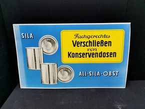 All-Sila Konservendosen für Obst - Blechschild aus der Zeit um 1955