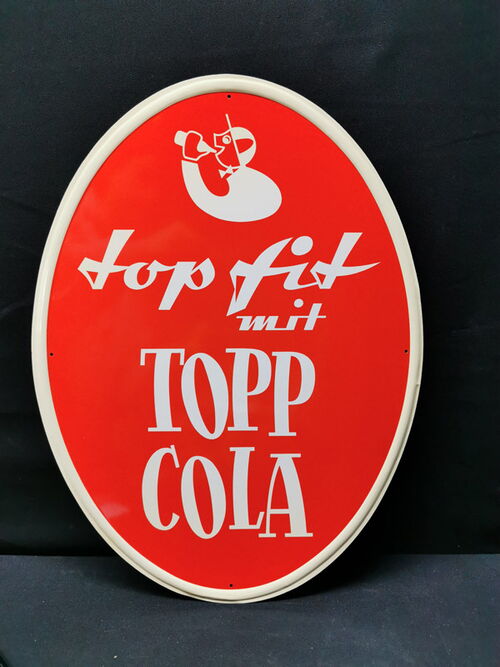 Topp Cola Blechschild im Originalpapier (Um 1955)