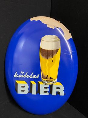 Kühles Bier Blechschild - Deutschland um 1955
