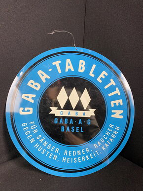 Gaba beugt vor ! Wybert Blechschild rund -  CH um 1930/50