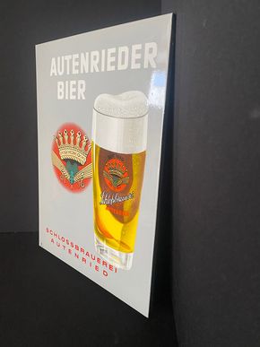 Autentieder Bier - Schlossbrauerei Autenried Bierschild Emailschild um 1950